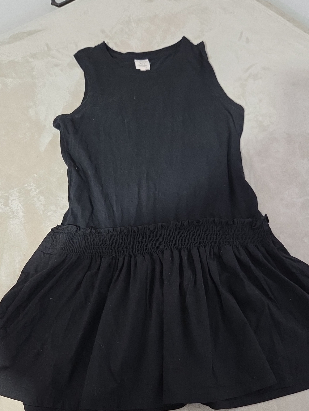 cinq a sept Black Sleeveless Smocked-Waist Mini Dress